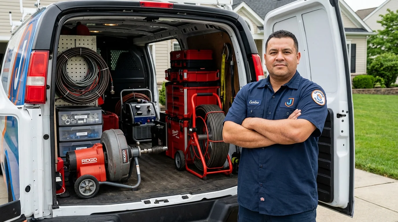 Professional drain cleaning equipment and Johns Plumbing LLC plumber in Lake Luzerne