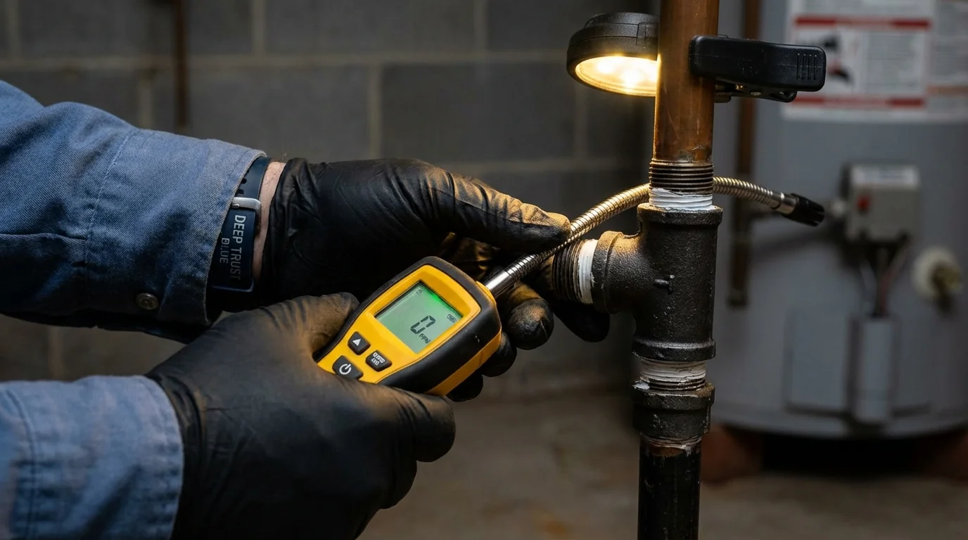 Gas leak detection with electronic sniffer by Johns Plumbing LLC in Lake Luzerne