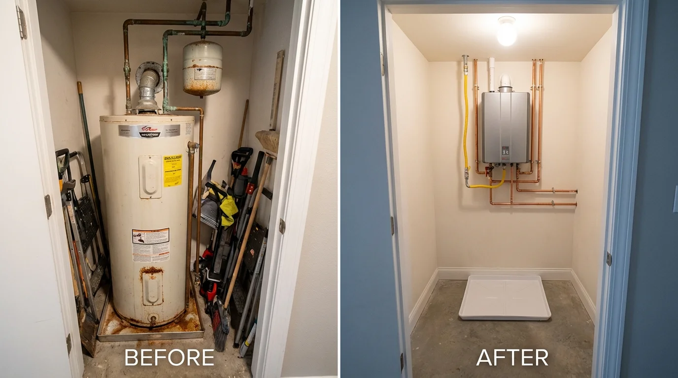Tank water heater versus wall-mounted tankless unit comparison for Lake Luzerne, NY homeowners