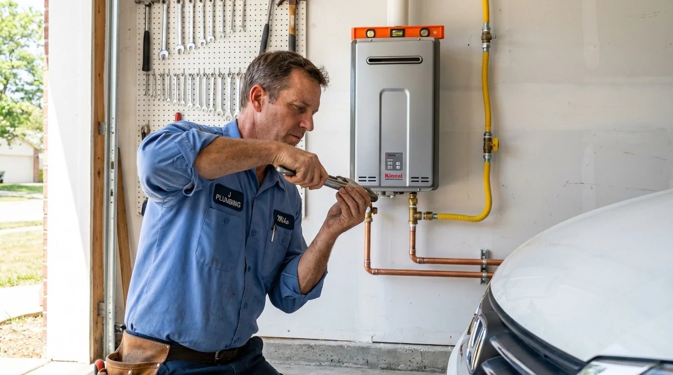 Tankless water heater installation by a Johns Plumbing LLC plumber in Lake Luzerne